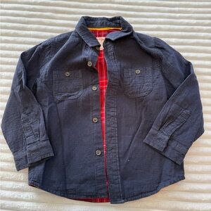 Cat & Jack Dark Blue Kids Button-Down Shirt with Red Accents